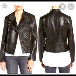 NWT Cole Haan black leather moto jacket